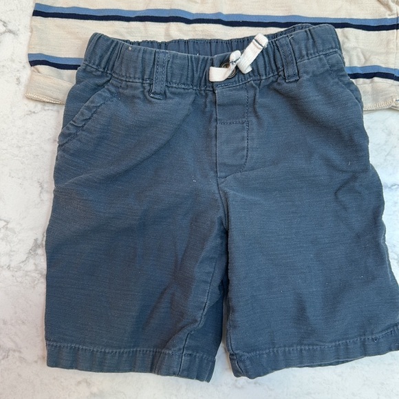 Boys summer preppy outfit striped top & navy adjustable shorts size 6, small 6/7 - Picture 3 of 5